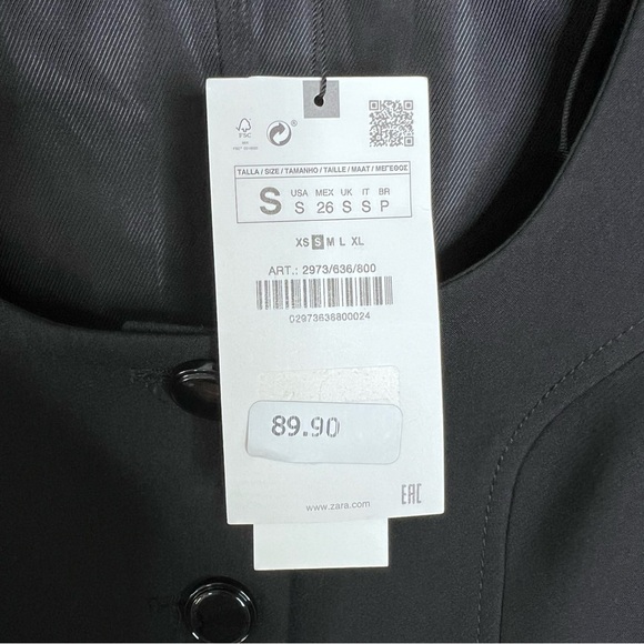 Zara Blazer Top Women Small Jacket Black Fitted Button Up Preppy Career C3 - Picture 3 of 9
